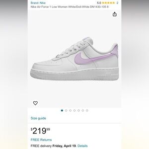 Nike Air Force 1 Low Women White/Doll-White (NEW IN BOX)